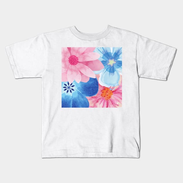 Watercolor Spring Pastel Flower Garden, Colorful, Bright Kids T-Shirt by MyVictory